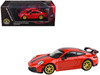 2025 Porsche 911 GT3 992 2 Guards Red with Carbon Stripe and Gold Wheels 1/64 Diecast Model Car Paragon Models PA-55871