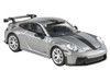 2025 Porsche 911 GT3 992 2 GT Silver Metallic with Carbon Stripe 1/64 Diecast Model Car Paragon Models PA-55872