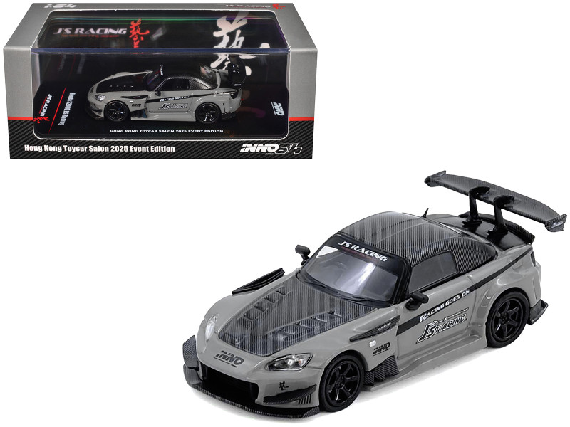 Honda S2000 RHD Right Hand Drive J s Racing Gray with Carbon Hood and Top Hong Kong Toycar Salon 2025 Event Edition 1/64 Diecast Model Car Inno Models IN64-S2000JS-HKTS25