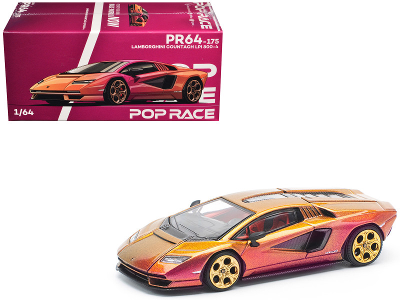 Lamborghini Countach LPI 800 4 Blu Hal Metallic 1/64 Diecast Model Car Pop Race PR640175