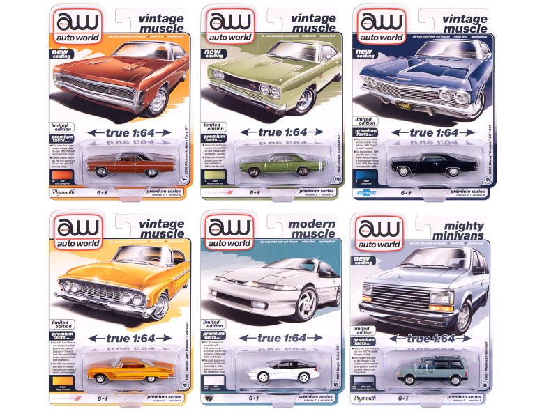 Auto World Premium 2025 Release 2 Set A of 6 pieces 1/64 Diecast Model Cars Auto World 64512A