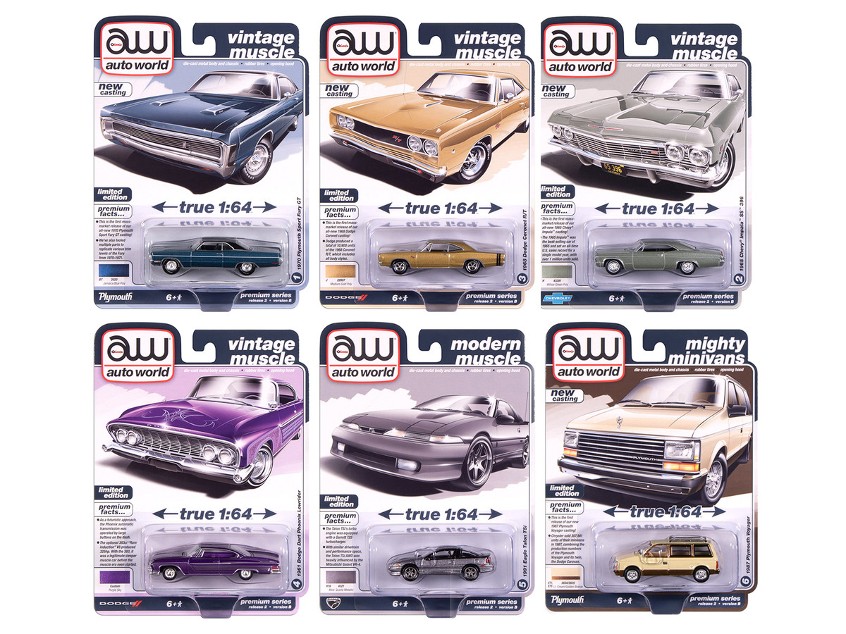 Auto World Premium 2025 Release 2 Set B of 6 pieces 1/64 Diecast