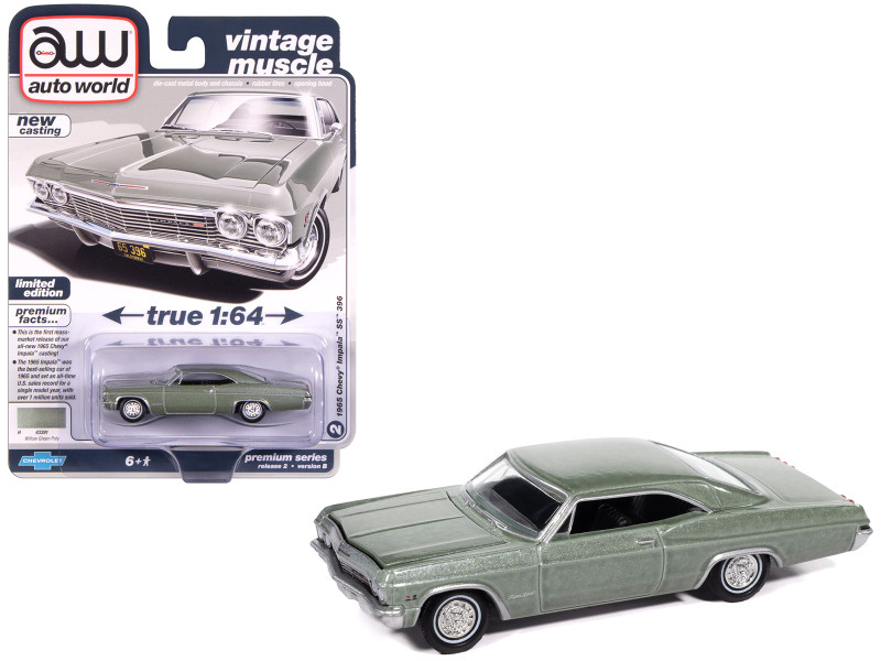 1965 Chevrolet Impala SS 396 Willow Green Metallic Vintage Muscle Series 1/64 Diecast Model Car Auto World 64512-AWSP193B