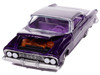 1961 Dodge Dart Phoenix Lowrider Purple Sky Metallic with Graphics and Purple Interior Vintage Muscle Series 1/64 Diecast Model Car Auto World 64512-AWSP195B