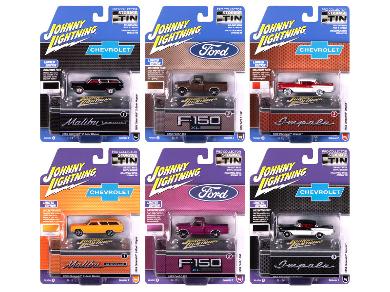 Johnny Lightning Collector s Tin 2025 Set of 6 Cars Release 2 Limited Edition 1/64 Diecast Model Cars Johnny Lightning JLCT017