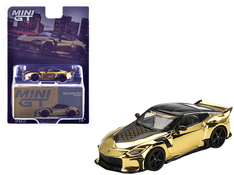 Nissan Z VeilSide FFZ400 Gold Chrome with Black Top Limited Edition 1/64 Diecast Model Car Mini GT MGT00985