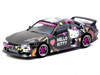 Nissan Silvia S14 Vertex RHD Right Hand Drive Hello Kitty Black with Graphics Global64 Series 1/64 Diecast Model Car Tarmac Works T64G-018-HK