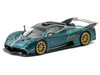 Pagani Huayra R Turquoise Carbon Fiber with Gold Wheels Global64 Series 1/64 Diecast Model Car Tarmac Works T64G-TL035-TCF
