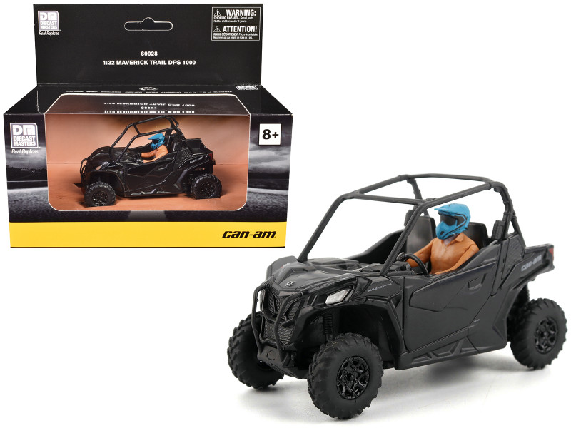 Can Am Maverick Trail DPS 1000 Matt Black with Driver Figure 1/32 Diecast Model BRP Models 60028