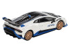 Lamborghini Huracan STO Bianco Asopo White with Black Top and Blue Accents Limited Edition 1/64 Diecast Model Car Mini GT MGT00788