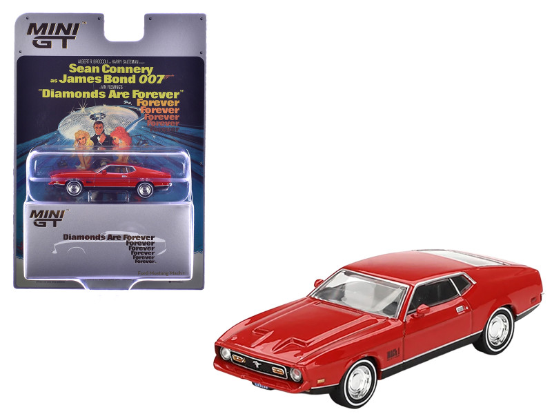 Ford Mustang Mach 1 Red 007 James Bond Diamonds Are Forever 1971 Movie Limited Edition 1/64 Diecast Model Car Mini GT MGT00905-007E