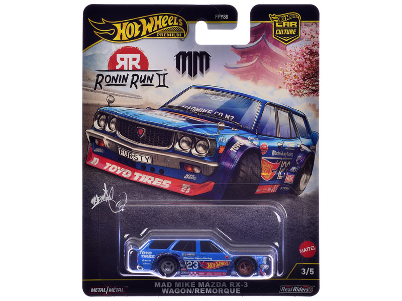 Mazda RX 3 Wagon #23 Mad Mike Blue with Graphics Ronin Run II Series Diecast Model Car Hot Wheels JBK50