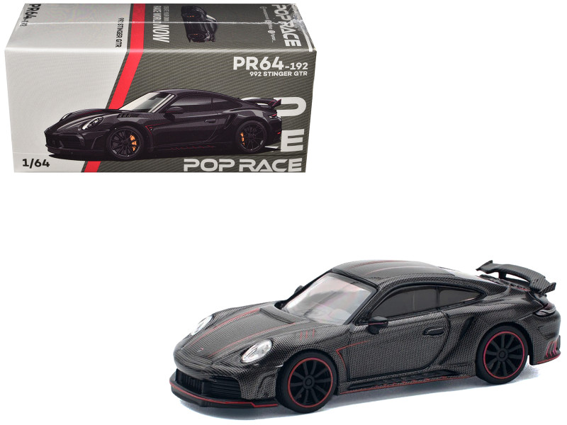 992 Stinger GTR Carbon Edition with Red Accents 1/64 Diecast Model Car Pop Race PR640192