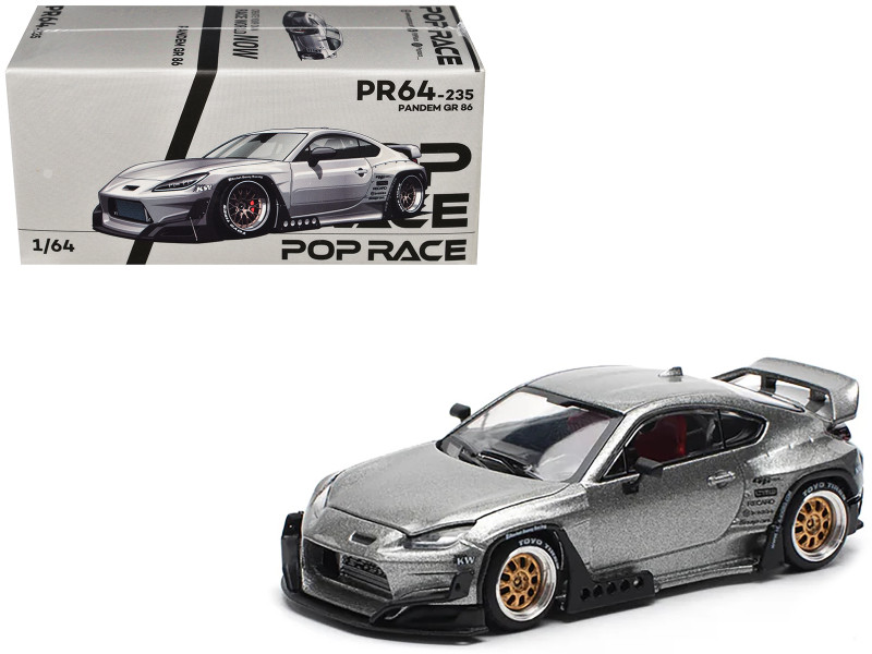 Toyota Pandem GR86 Silver Metallic 1/64 Diecast Model Car Pop Race PR640235