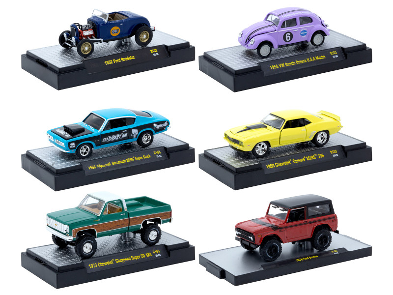 Auto Thentics 6 piece Set Release 103 IN DISPLAY CASES Limited Edition 1/64 Diecast Model Cars M2 Machines 32500-103