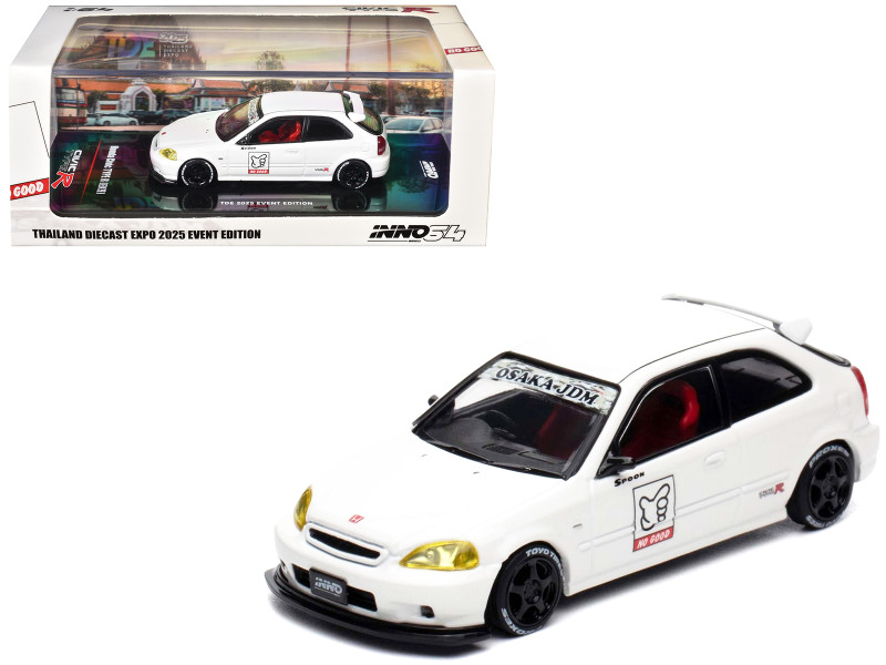 Honda Civic Type R EK9 RHD Right Hand Drive White Thailand Diecast Expo 2025 Event Edition 1/64 Diecast Model Car Inno Models IN64-EK9-TDE25