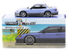 Nissan Silvia S13 Vertex RHD Right Hand Drive Blue Metallic and Gray Metallic Global64 Series 1/64 Diecast Model Tarmac Works T64G-025-PU