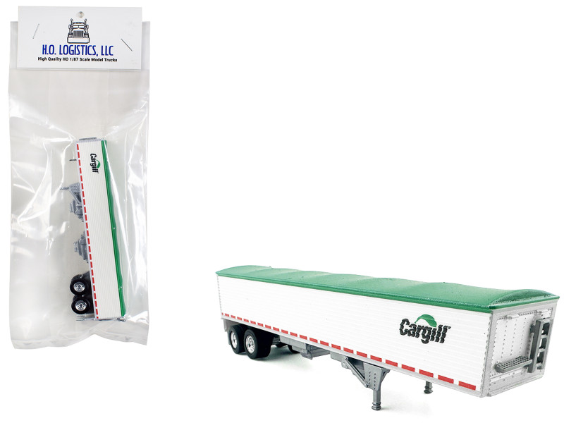 Covered Grain Trailer White with Green Tarp Cargill 1/87 (HO) Plastic Model Car HO Logistics HL-465