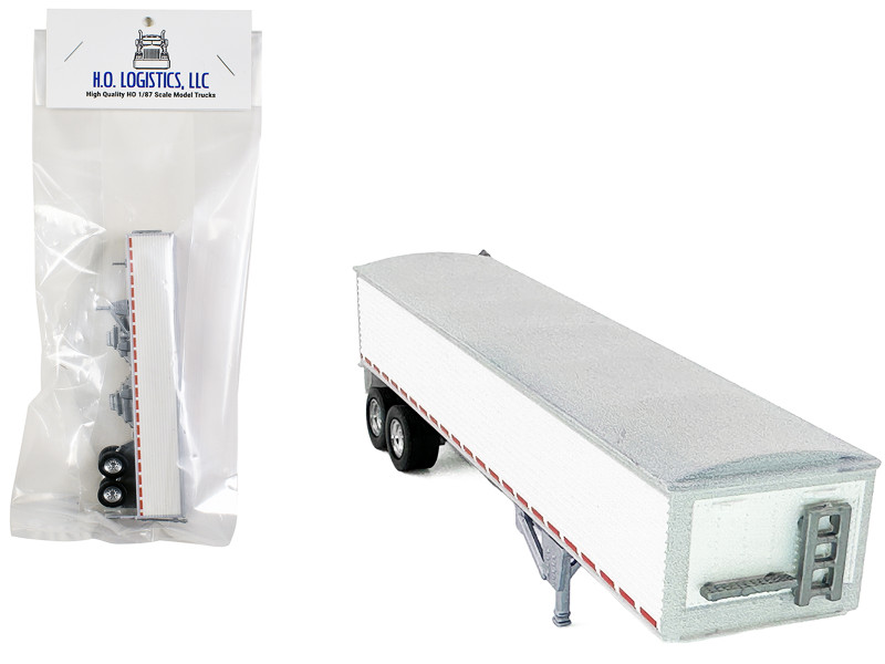 Covered Grain Trailer White with Silver Tarp 1/87 (HO) Plastic Model Car HO Logistics HL-467