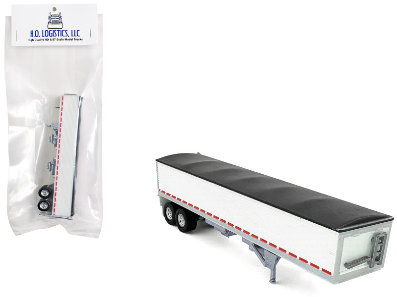 Covered Grain Trailer White with Black Tarp 1/87 (HO) Plastic Model Car HO Logistics HL-469
