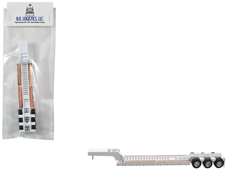 Low Boy Flatbed Trailer White 1/87 (HO) Plastic Model Car HO Logistics HL-487