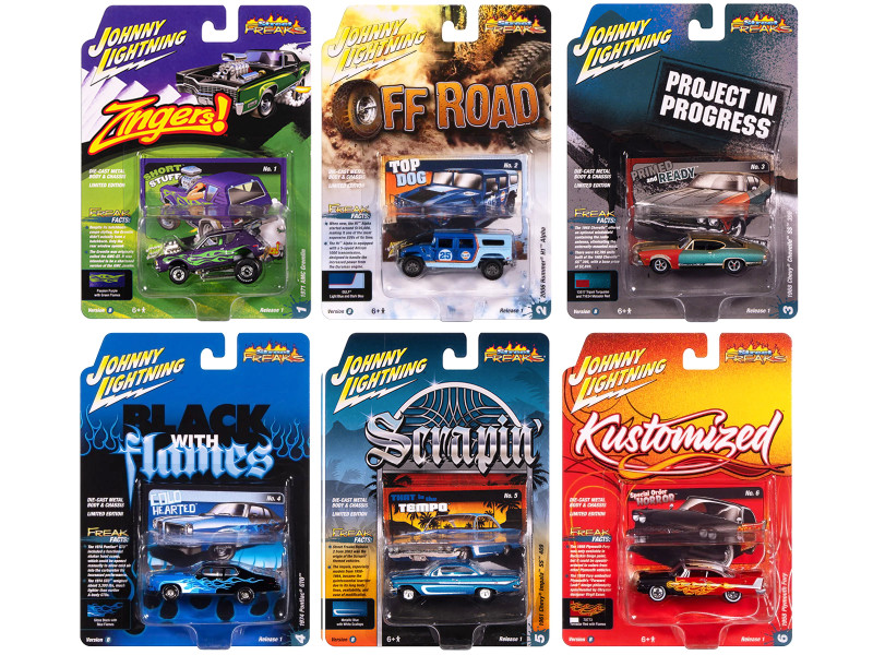 Street Freaks 2025 Release 1 Set B of 6 Cars 1/64 Diecast Model Cars Johnny Lightning JLSF027B