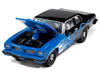 1974 Pontiac GTO Black and Blue with Blue Flame Graphics with White Interior Black with Flames Series 1/64 Diecast Model Car Johnny Lightning JLSF027-JLSP405B