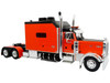 Peterbilt 379 Tractor with Enclosed Car Carrier Trailer Reliable Carriers Orange and Black Heavy Haul Truck Collection 1/43 Diecast Model Iconic Replicas 43-0632