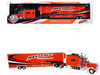 Peterbilt 379 Tractor with Enclosed Car Carrier Trailer Reliable Carriers Orange and Black Heavy Haul Truck Collection 1/43 Diecast Model Iconic Replicas 43-0632
