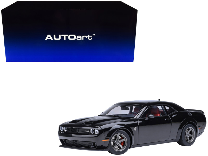 2023 Dodge Challenger SRT Super Stock Pitch Black with Red Interior 1/18 Model Car Autoart 71765