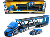 Mack Anthem Open Car Hauler Blue with Graphics and 1993 Chevrolet 454 SS Pickup Truck Blue with Graphics Toyo Tires Transporters Series 1/64 Diecast Models Maisto 11454-MJS03