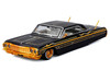 1964 Chevrolet Impala SS Lowrider Black Metallic with Gold Graphics and Gray Interior Lowriders Maisto Design Series 1/26 Diecast Models Maisto 32547-BK