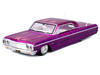 1964 Chevrolet Impala SS Lowrider Candy Purple with Graphics and White Interior Lowriders Maisto Design Series 1/26 Diecast Model Car Maisto 32547-PUR