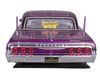 1964 Chevrolet Impala SS Lowrider Candy Purple with Graphics and White Interior Lowriders Maisto Design Series 1/26 Diecast Model Car Maisto 32547-PUR