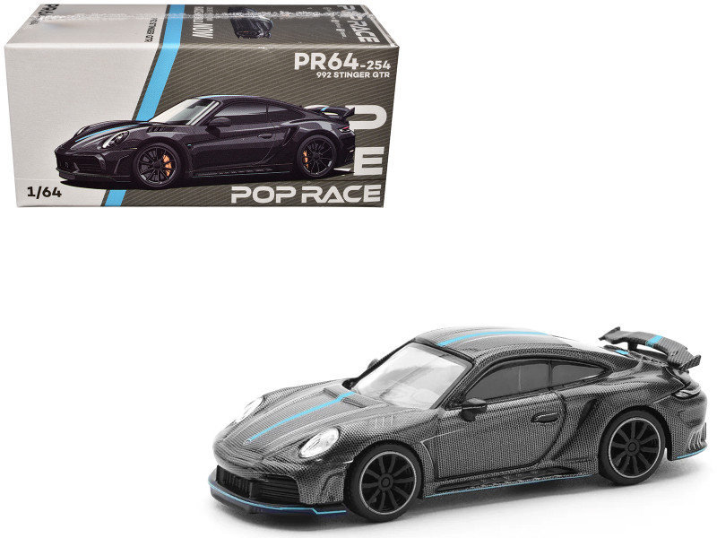 992 Stinger GTR Carbon Edition with Blue Stripe 1/64 Diecast Model Car Pop Race PR640254