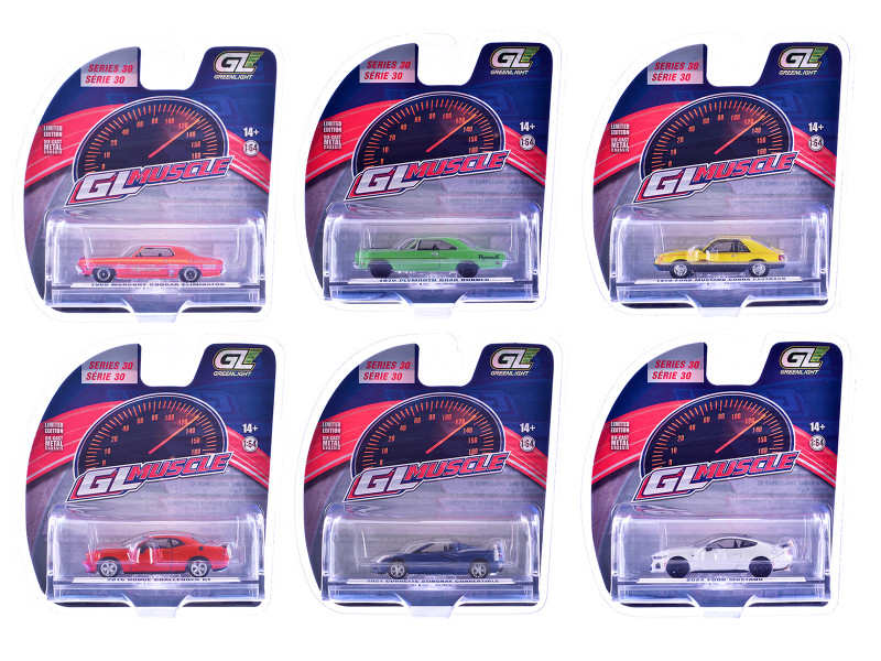 GreenLight Muscle Series 30 Set of 6 pieces 1/64 Diecast Model Cars Greenlight 13370SET