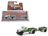 1950 Dodge Power Wagon Pickup Truck Green and White with 1 4 Ton Cargo Trailer Green Hitch & Tow Series 32 1/64 Diecast Model Cars Greenlight 32320A
