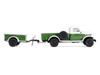 1950 Dodge Power Wagon Pickup Truck Green and White with 1 4 Ton Cargo Trailer Green Hitch & Tow Series 32 1/64 Diecast Model Cars Greenlight 32320A