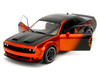 Dodge Challenger SRT Hellcat Orange Metallic and Black Pink Slips Series 1/18 Diecast Model Car Jada 35722