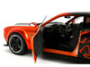Dodge Challenger SRT Hellcat Orange Metallic and Black Pink Slips Series 1/18 Diecast Model Car Jada 35722