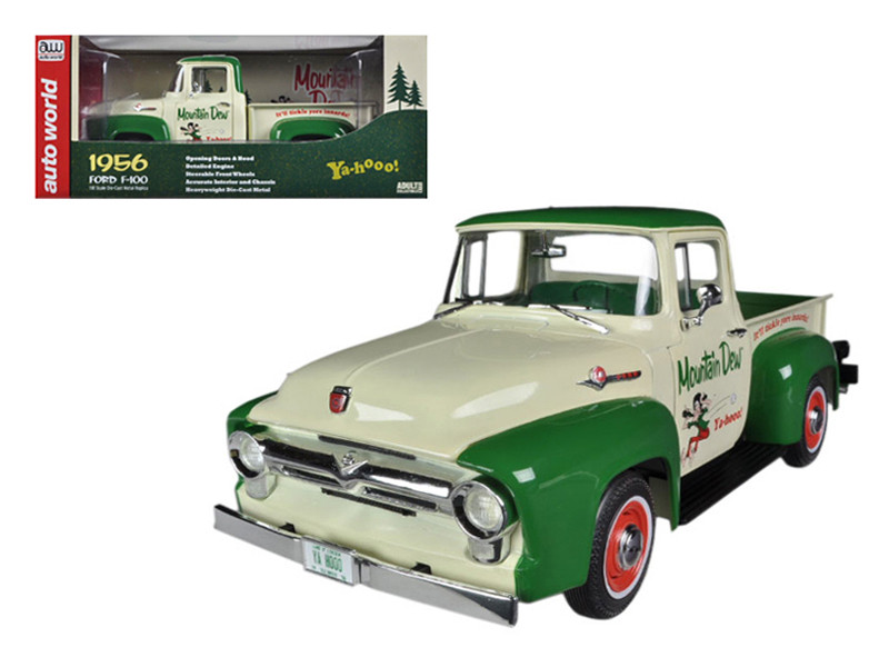 1956 Ford F 100 Pickup Truck Mountain Dew Limited To 1250pc 118 Diecast Model Car By Autoworld