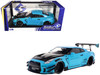 2023 Nissan GT R R35 Liberty Walk Body Kit 2 0 RHD Right Hand Drive Baby Blue with Carbon Hood 1/18 Diecast Model Car Solido S1805817