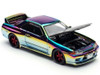 Skyline GT R BNR32 RHD Right Hand Drive Chameleon Chrome with Carbon Hood APA XPO 2025 Exclusive 1/64 Diecast Model Car Pop Race PR640426
