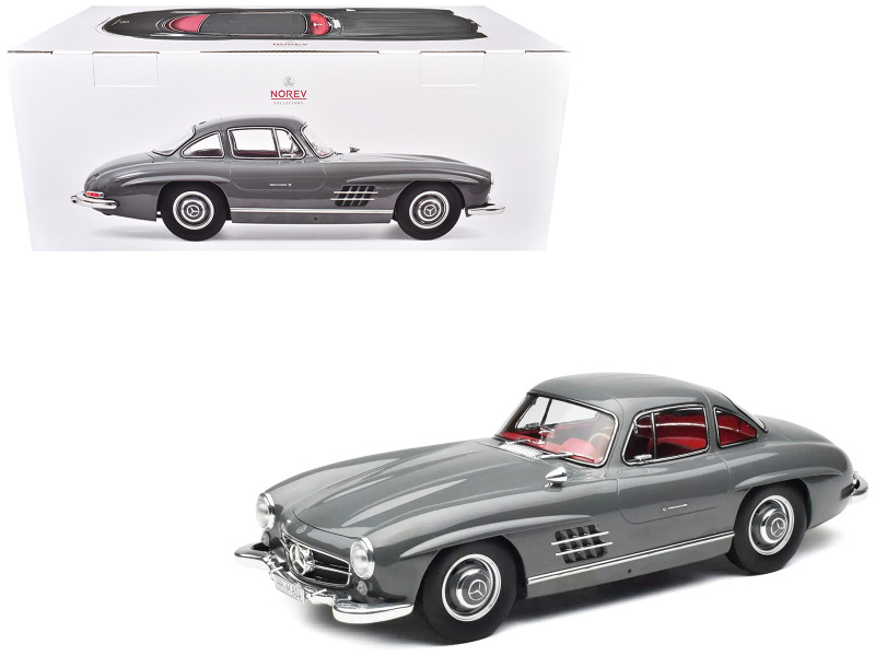 1954 Mercedes Benz 300 SL Graphite Gray with Red Interior Limited Edition to 500 pieces Worldwide 1/12 Diecast Model Car Norev 123852