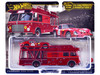 Fiat 642 RN2 Bartoletti Transporter Red and Ferrari 250 GT #22 Red with Yellow Stripes Team Transport Car Culture Series Diecast Model Cars Hot Wheels JBM37
