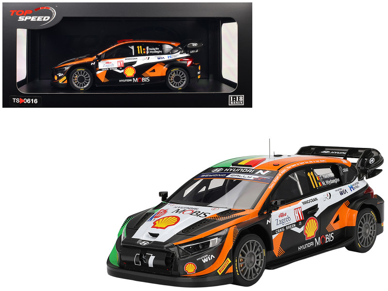 Hyundai i20 N Rally1 Hybrid #11 Thierry Neuville Martijn Wydaeghe Hyundai Shell Mobis WRT Winner Rally Croatia Power Stage 2023 1/18 Model Car Top Speed TS0616