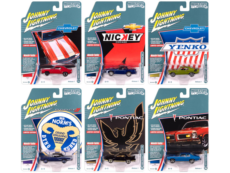 Muscle Cars USA 2025 Release 1 Set B of 6 pieces 1/64 Diecast Model Cars Johnny Lightning JLMC034B