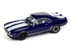1969 Chevrolet Camaro Z28 Blue Metallic with White Stripes and Interior Muscle Cars USA Series 1/64 Diecast Model Car Johnny Lightning JLMC034-JLSP381A