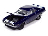 1969 Chevrolet Camaro Z28 Blue Metallic with White Stripes and Interior Muscle Cars USA Series 1/64 Diecast Model Car Johnny Lightning JLMC034-JLSP381A