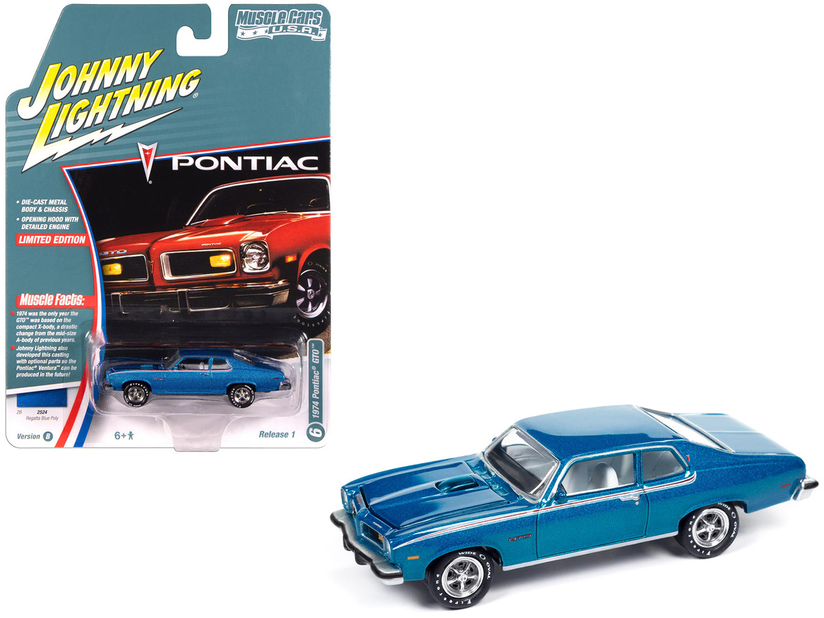 1974 Pontiac GTO Regatta Blue Metallic with White Interior Muscle